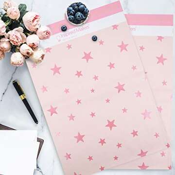 Inspired Mailers - Poly Mailers 14.5x19-50 Pack - Rose Gold Stars Deluxe - Package Envelopes - Large Mailers Poly Bags - Cute Packaging Bags - Poly Mailers 14.5 x 19