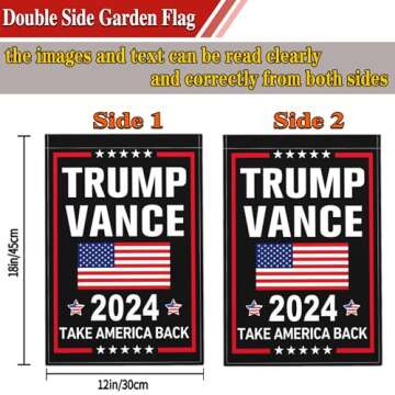 NASIAN Trump Vance 2024 Garden Flag Take America Back Garden Flag Trump Vance 2024 Yard Signs Garden Flags for Outside 12x18 Double Sided Outdoor House Lawn Decorations Banner