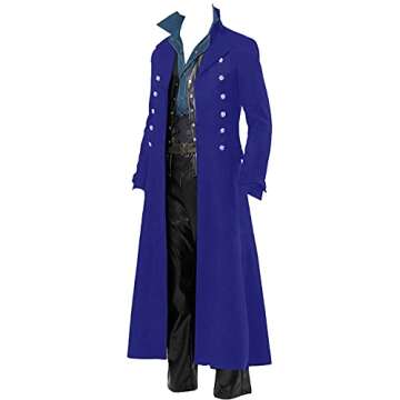 BITSEACOCO Mens Vintage Victorian Steampunk Jacket, Gothic Renaissance Medieval Frock Coat Cosplay Halloween Costume Tailcoat (blue, S)