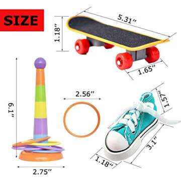 Parrot Toys 7PCS, Mini Shopping Cart - Training Rings - Skateboard, Shoes and Ball - Parrot Standing Training Toys Parrot Intelligence Toy for Budgie Parakeet Cockatiel Bird Toy Part (Color Random)