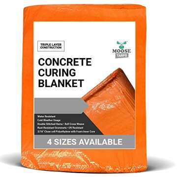 Moose Supply Concrete Curing Blanket Cover - Heavy Duty PE Coated Woven Insulated Foam Core for Cement, Construction, Landscaping - Tear & Water Resistant - 6 x 24 Ft - Indoor/Outdoor Tarp (Orange)