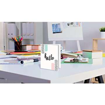 Better Office Products Hello Greeting Cards, All Occasion Cards, 4 x 6 inch, 4 Fun Variety Cover Designs, Blank Inside, Thinking of You Cards, Hello Note Cards, with Envelopes, 100 Pack