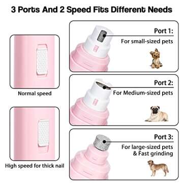 Casfuy Dog Nail Grinder Upgraded - Professional 2-Speed Electric Rechargeable Pet Nail Trimmer Painless Paws Grooming & Smoothing for Small Medium Large Dogs & Cats