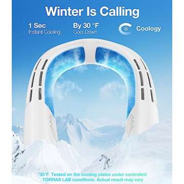 TORRAS COOLIFY 2S Neck Air Conditioner, Portable Personal Cooler and Heater Strong Wind, 3-Speed, App Control Neck Fan Rechargeable, Storm White