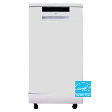 SPT SD-9263W 18″ Wide Portable Dishwasher with ENERGY STAR, 6 Wash Programs, 8 Place Settings and Stainless Steel Tub – White