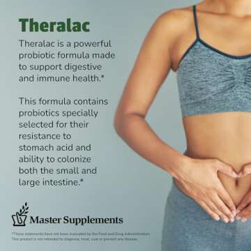 Master Supplements Theralac - 30 Capsules - Multi-Strain Probiotic for Optimal Gut Health + Gas & Bloating Relief - Gluten Free - 30 Servings