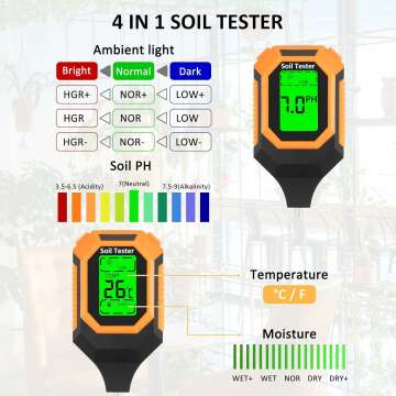 Soil Moisture Meter with pH & Light Measurement