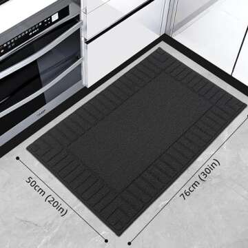 BEQHAUSE-Kitchen-Rugs-and-Mats Non Slip Kitchen Mats for Floor Absorbent Kitchen Rugs Machine Washable Kitchen Floor Mat,Black 20”x30”