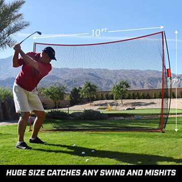 GoSports 10 ft x 7 ft Golf Practice Hitting Net - Personal Driving Range for Indoor or Outdoor Practice