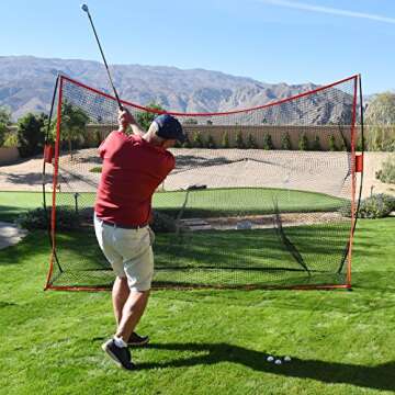 GoSports 10 ft x 7 ft Golf Practice Hitting Net - Personal Driving Range for Indoor or Outdoor Practice