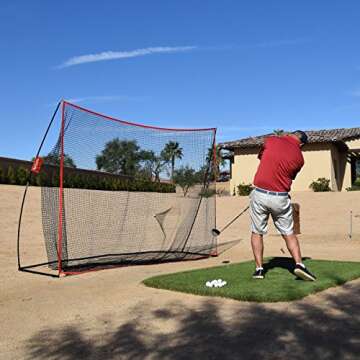 GoSports 10 ft x 7 ft Golf Practice Hitting Net - Personal Driving Range for Indoor or Outdoor Practice