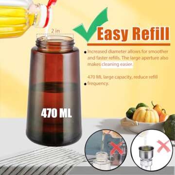 LUTITASD Kitchen Maiden 2 in 1 Oil Dispenser and Oil Sprayer, Olive Oil Dispenser for Kitchen, 470ml Glass Oil Sprayer for Cooking, Kitchenmaiden 2 in 1 Oil Dispenser(Black)