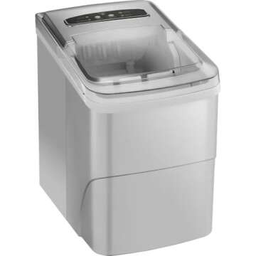 Portable Countertop Ice Maker - Produces Two Cube Sizes, 19 lbs Daily