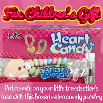 Fusion Select Color Candy Bracelet - Edible Candy Jewelry with Love Heart Charm - Sweet Treats for Kids Birthday, Party Favors, Pinata Filling - Individually Wrapped Fruit Flavor Snacks (1Box)