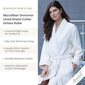 Mansfield Unisex Spa Microfiber Shimmer Lined Shawl Collar Robe