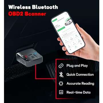 QYQBOON Bluetooth OBD2 Scanner for Cars - Wireless OBD2 Scan Tools & Code Reader for iPhone/Android Wireless Auto Diagnostic Tool to Read and Clear Error Codes Live Data Reset Exclusive APP