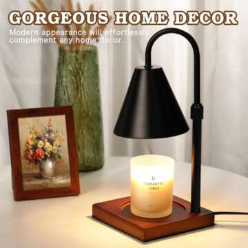 Modern Candle Warmer Lamp with Timer, Dimmable Candle Lamp Warmer, Valentines Day Gifts for Her, Vday Birthday Gifts for Women Mom, Adjustable Mens Candle Lamp, Cozy Living Room Bedroom Decor, Black