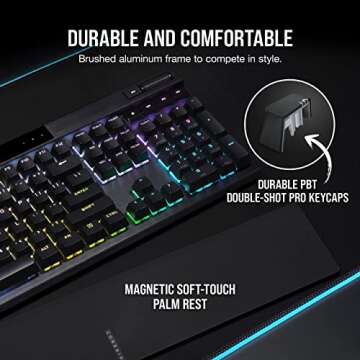 Corsair K70 RGB PRO Wired Mechanical Gaming Keyboard (Cherry MX RGB Red Switches: Linear and Fast, 8,000Hz Hyper-Polling, PBT Double-Shot PRO Keycaps, Soft-Touch Palm Rest) QWERTY, NA - Black