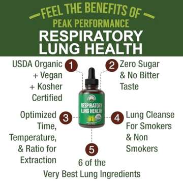 USDA Organic Lung Detox For Smokers And Non Smokers with 6 Top Ingredients. Mullein Leaf, Marshmallow Root, Calendula. Lungs Cleanse For Better Respiratory Health. Liquid Drops Tincture Supplement