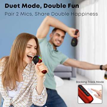 Wireless Bluetooth Karaoke Microphone, 5-in-1 Portable Handheld Mic Speaker with Dynamic RGB Lights, Mini Karaoke Machine for Car Travel Home Party, Music Recording, Duet Singing, Gift for Kids Adults