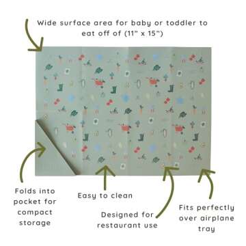 Austin Baby Co Silicone On-The-Go Foldable Placemat | Portable, BPA-Free, Easy to Clean and Perfect for Travel for Babies, Toddlers and Kids. (Veggie Garden Robin's Egg Blue)