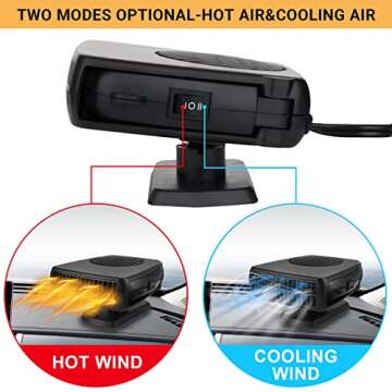 Car Heater,12V 200W Portable Windshield Defroster Demister with Heating/Cooling Fan and Plug in Cigarette Lighter Fast Heating Defrost Defogger with Ergonomic Handheld Design for All Kinds of Cars