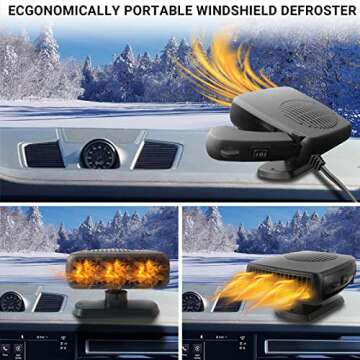 Car Heater,12V 200W Portable Windshield Defroster Demister with Heating/Cooling Fan and Plug in Cigarette Lighter Fast Heating Defrost Defogger with Ergonomic Handheld Design for All Kinds of Cars