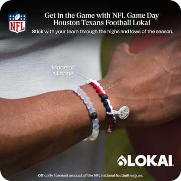 Lokai Silicone Beaded Bracelet for Men & Women, NFL Football Collection - Houston Texans, Small - Silicone Jewelry Fashion Bracelet Slides-On for Comfortable Fit