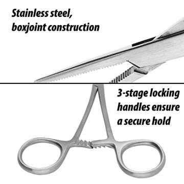 The Beadsmith Hemostat Clamp – Serrated Jaw – 5 inches – Stainless Steel – Prevents Beads from Sliding Off Unfinished Strung Jewelry – Ideal Tool for Hobbies, Electronic, Fishing and Other Crafts