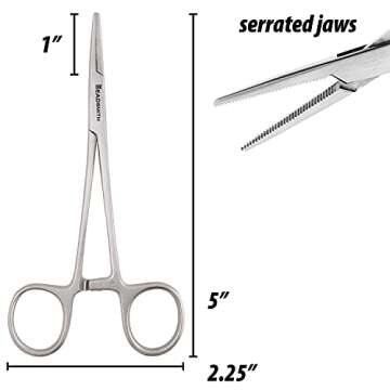 The Beadsmith Hemostat Clamp – Serrated Jaw – 5 inches – Stainless Steel – Prevents Beads from Sliding Off Unfinished Strung Jewelry – Ideal Tool for Hobbies, Electronic, Fishing and Other Crafts