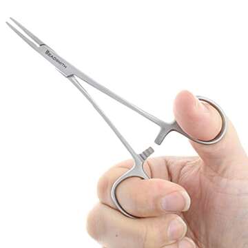 The Beadsmith Hemostat Clamp – Serrated Jaw – 5 inches – Stainless Steel – Prevents Beads from Sliding Off Unfinished Strung Jewelry – Ideal Tool for Hobbies, Electronic, Fishing and Other Crafts