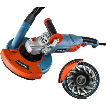 7 Inch Concrete Grinder Set, with Dust Extraction Shroud and Diamond Grinding Wheel