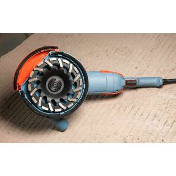 7 Inch Concrete Grinder Set, with Dust Extraction Shroud and Diamond Grinding Wheel