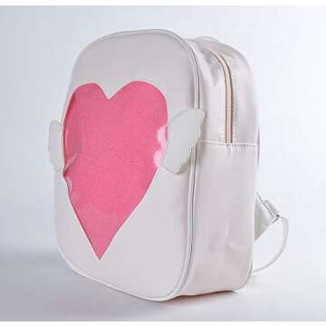 TOKYO-T Ita Bags Backpack Wing Heart Bag Transparent PU Leather Heart Lolita (White)