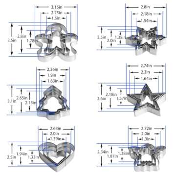 Christmas Cookie Cutter Set - Gingerbread Man, Snowflake, Christmas Tree, Heart, Star, Angel - 18 Piece Christmas Cookie Cutters, Cookie Cutters Christmas Shapes for Holiday Winter Baking