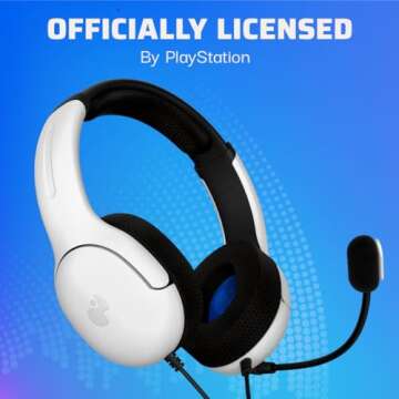 PDP AIRLITE Wired Stereo Gaming Headset, Officially Licensed by Sony PlayStation 5, PS5/PS4/PS3/PC, Lightweight Durable Headphones, 3.5mm audio jack, Noise-canceling Flip-to-Mute Mic, Frost White