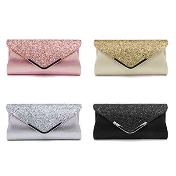 KALAIEN Glitter Envelope Clutch Purses for Women - Perfect for Weddings & Parties!