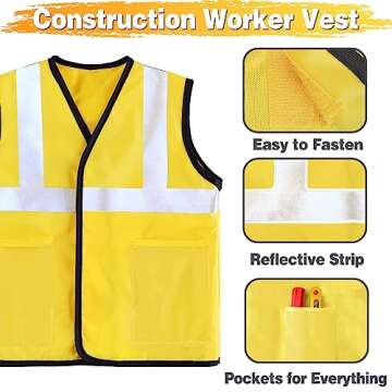 iPlay, iLearn Kids Construction Costumes, Toddler Worker Dress Up Clothes, Boys Pretend Builder Career Outfit, Halloween Role Play Toys, Tool Belt Vest Hat, Party Birthday Gift 3 4 5 6 Years Old Child