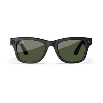 Meta Regular Square Sunglasses, Wayfarer, Matte Black / G15 Green Transitions, Regular (Renewed)