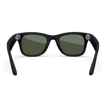 Meta Regular Square Sunglasses, Wayfarer, Matte Black / G15 Green Transitions, Regular (Renewed)