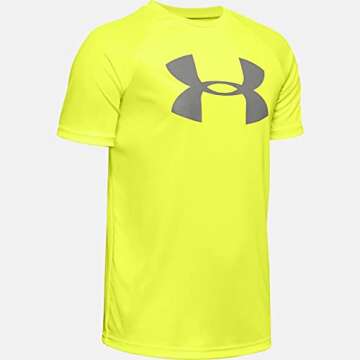 Under Armour Boys' Tech Big Logo Short Sleeve Gym T-Shirt, X-Ray (786)/Gravity Green, Youth X-Large