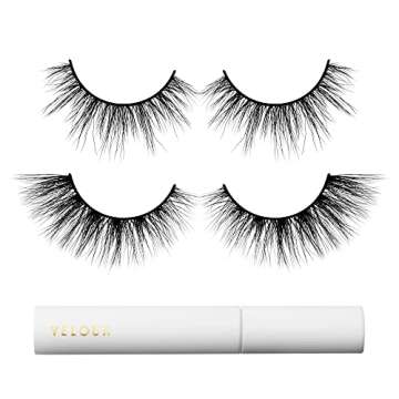 Velour Lashes Twice As Nice Kit, False Eyelashes - Lightweight, Reusable, Handmade Lashes - Wear up to 25+ Times & Lash Adhesive Set - Strong Hold Glue