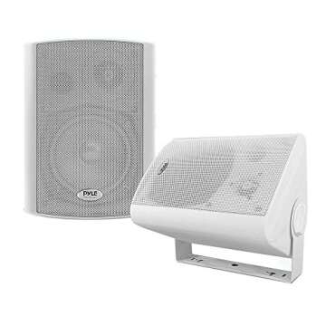 Pyle Wall Mount Home Speaker System - Active Passive Stereo - Bluetooth - White