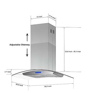 Tieasy 36" Ceiling Mount Range Hood - 700 CFM