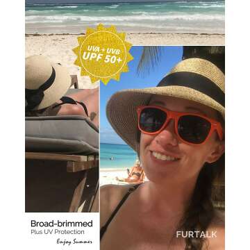 FURTALK Straw Sun Hat for Sun Protection and Style