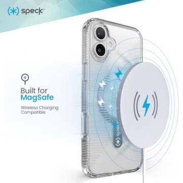 Speck Clear iPhone 16 Case - Slim Phone Case iPhone 16 - iPhone 16 Phone Case - MagSafe - GemShell - Crystal Clear