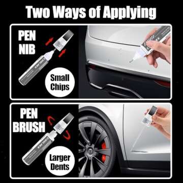 COSLAKE Car Touch Up Paint(Pearl White Multi-Coat(PPSW)) for Tesla Model Y/3/S/X, Car Paint Scratch Repair Kit with Pen Tip & Brush & 1mm Fine Brush, Car Scratch Remover Pen with Color-Matched for Tesla