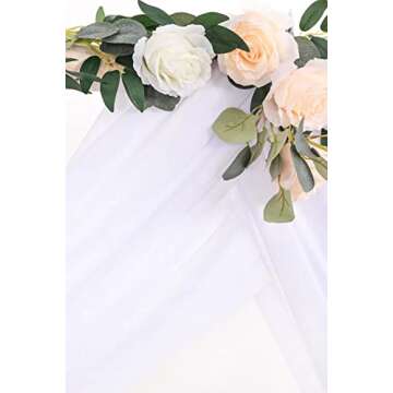 LINXTAR 2 Panels White Wedding Arch Drapery Valentine's Day 6 Yards Long and 30'' Wide Sheer Chiffon Arch Draping Fabric for Spring Party Backdrop Outdoor Arches Church Ceremony Decoration