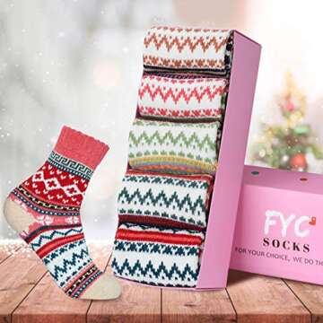 FYC Women Socks Winter - Gifts for Women - Warm Thick Soft Wool Socks Christmas Gifts Socks Cozy Crew Socks, multicolor, One Size