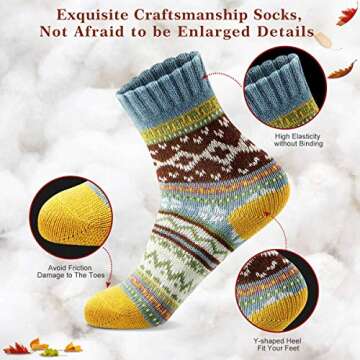 FYC Women Socks Winter - Gifts for Women - Warm Thick Soft Wool Socks Christmas Gifts Socks Cozy Crew Socks, multicolor, One Size